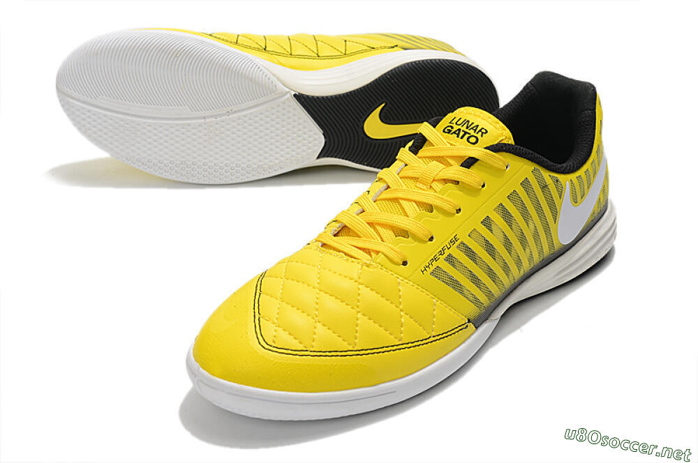 Men's Nike Lunar Gato 2 IC Football Shoes - Yellow/Black/White 3