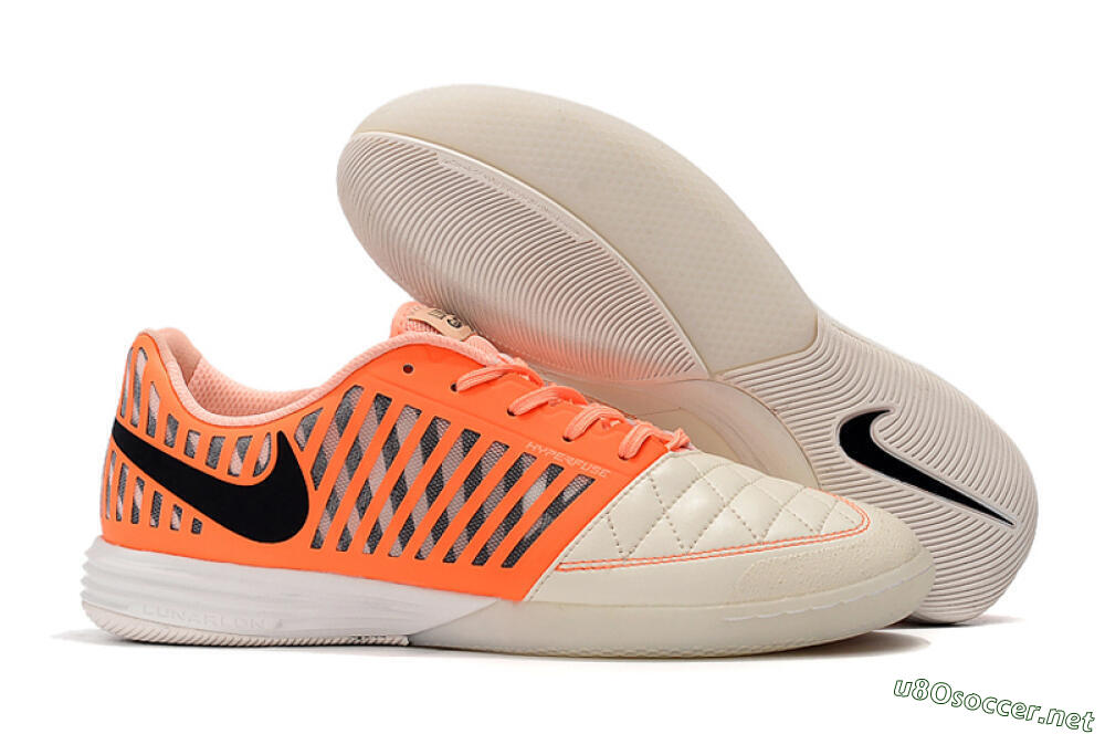 Men's Nike Lunar Gato 2 IC Football Shoes - White/Orange/Black 2