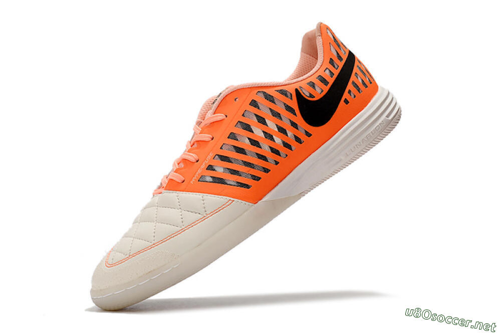 Men's Nike Lunar Gato 2 IC Football Shoes - White/Orange/Black 8