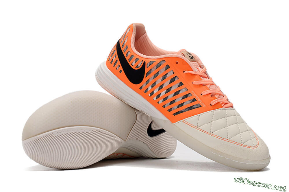 Men's Nike Lunar Gato 2 IC Football Shoes - White/Orange/Black 4