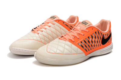 Men's Nike Lunar Gato 2 IC Football Shoes - White/Orange/Black