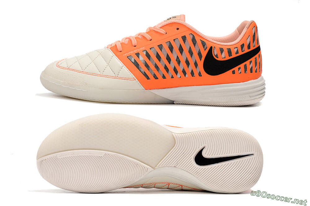 Men's Nike Lunar Gato 2 IC Football Shoes - White/Orange/Black 1