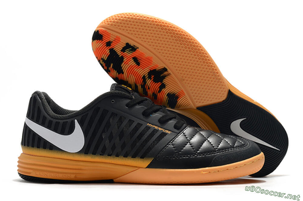 Men's Nike Lunar Gato 2 IC Football Shoes - Black/White/Brown 2