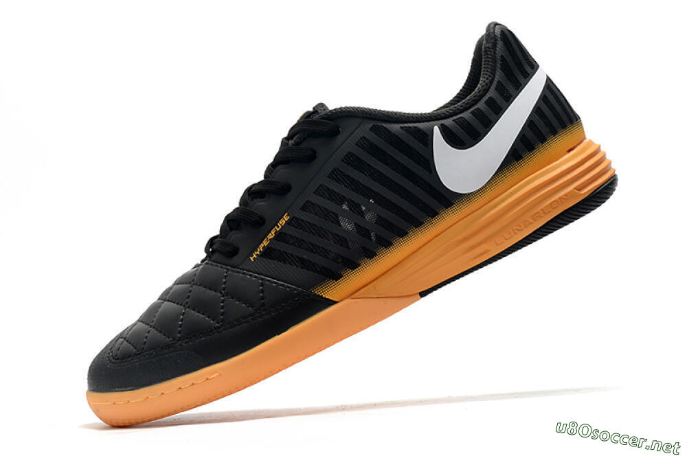 Men's Nike Lunar Gato 2 IC Football Shoes - Black/White/Brown 5