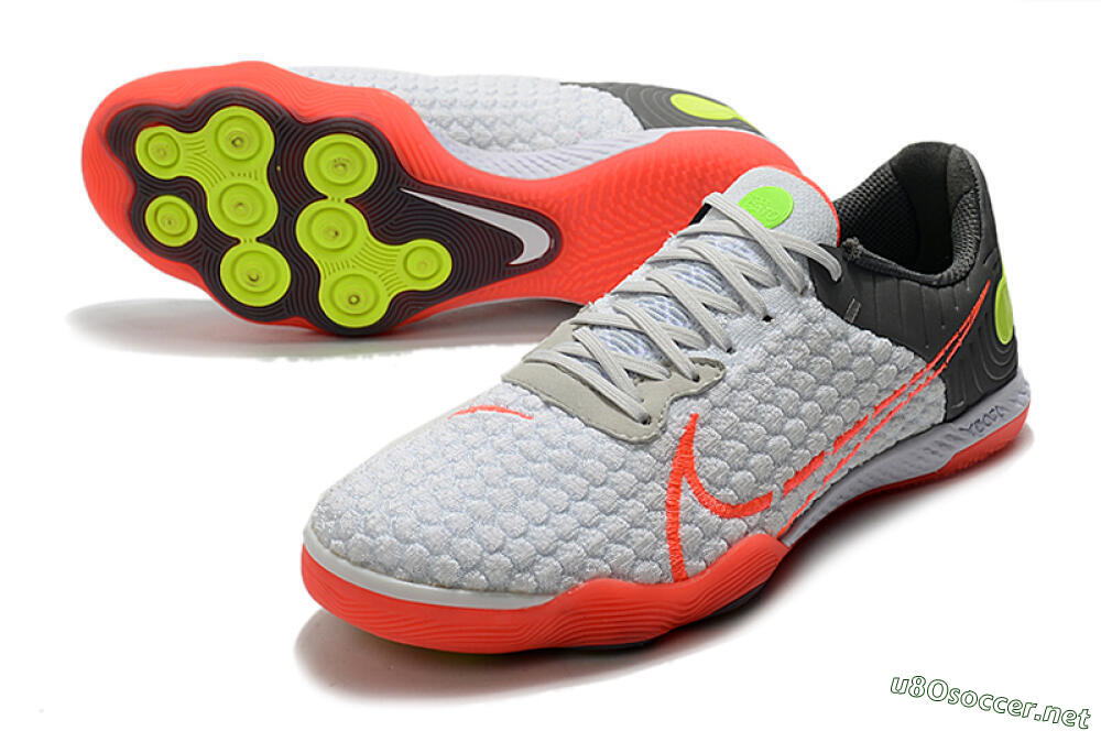 Men's Nike React Gato IC Football Shoes - White/Red/Yellow/Grey 3