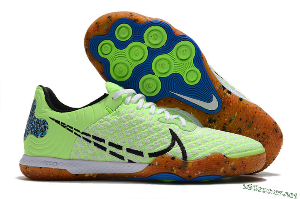 Men's Nike React Gato IC Football Shoes - Green/White/Black 2