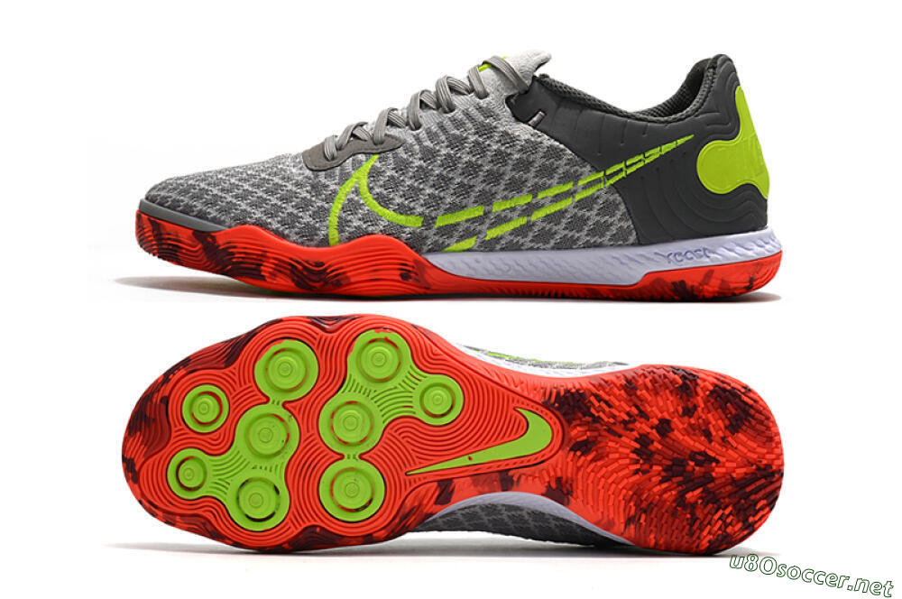 Men's Nike React Gato IC Football Shoes - Grey/Red/Yellow 1