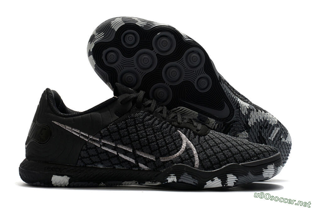 Men's Nike React Gato IC Football Shoes - Black/Silver/Grey 2