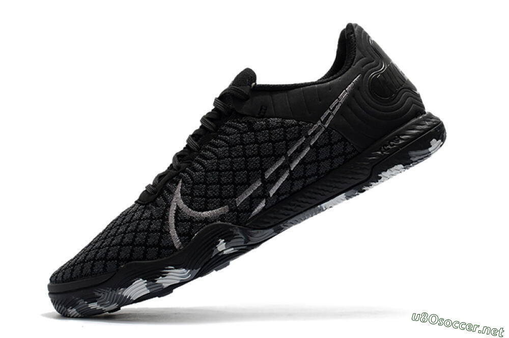 Men's Nike React Gato IC Football Shoes - Black/Silver/Grey 5