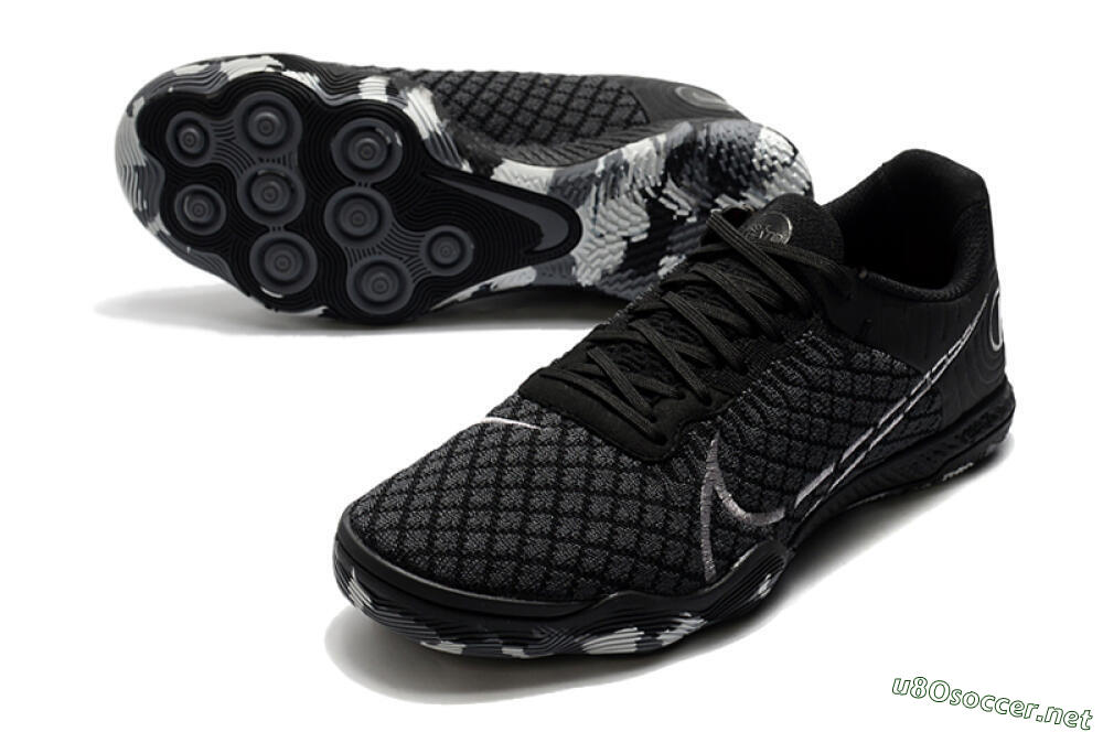 Men's Nike React Gato IC Football Shoes - Black/Silver/Grey 3
