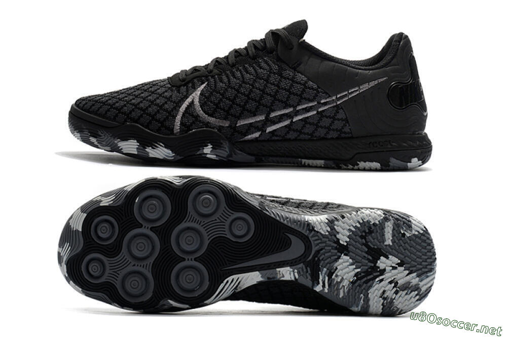 Men's Nike React Gato IC Football Shoes - Black/Silver/Grey 1