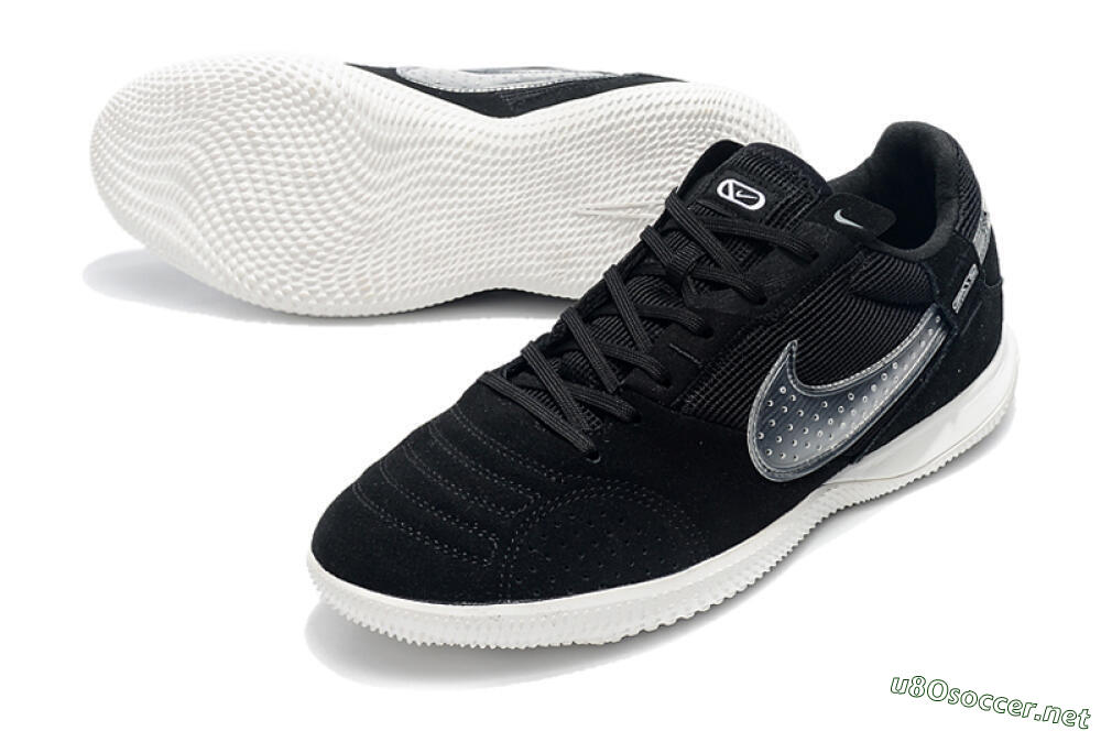 Men's Nike Street Gato IC Football Shoes - Black/White 3
