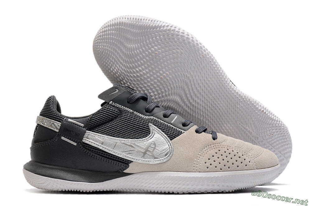Men's Nike Street Gato IC Football Shoes - Beige/Silver/Black 2