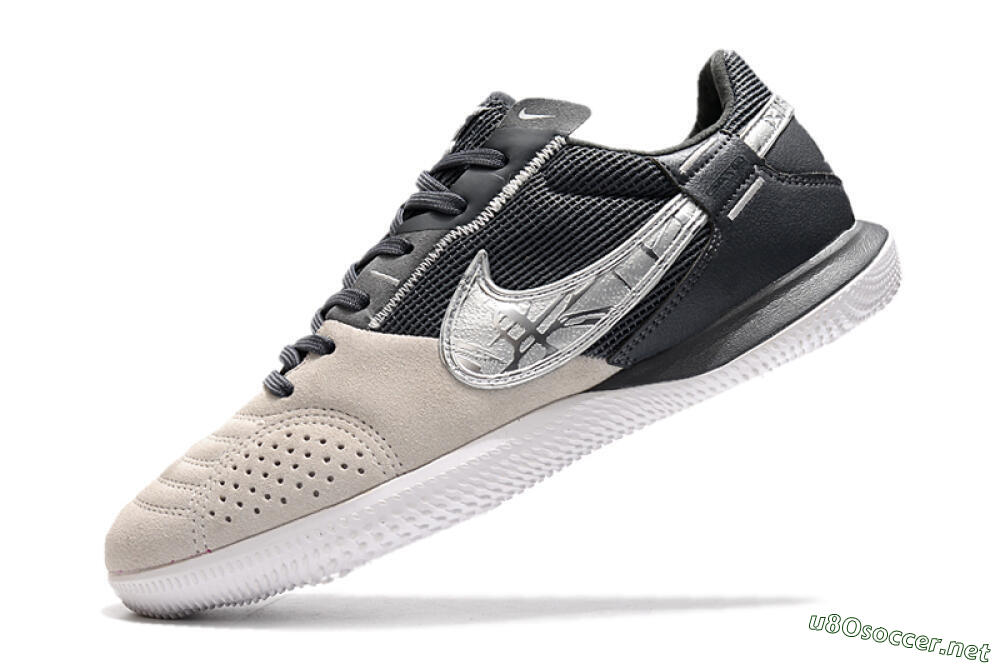 Men's Nike Street Gato IC Football Shoes - Beige/Silver/Black 5