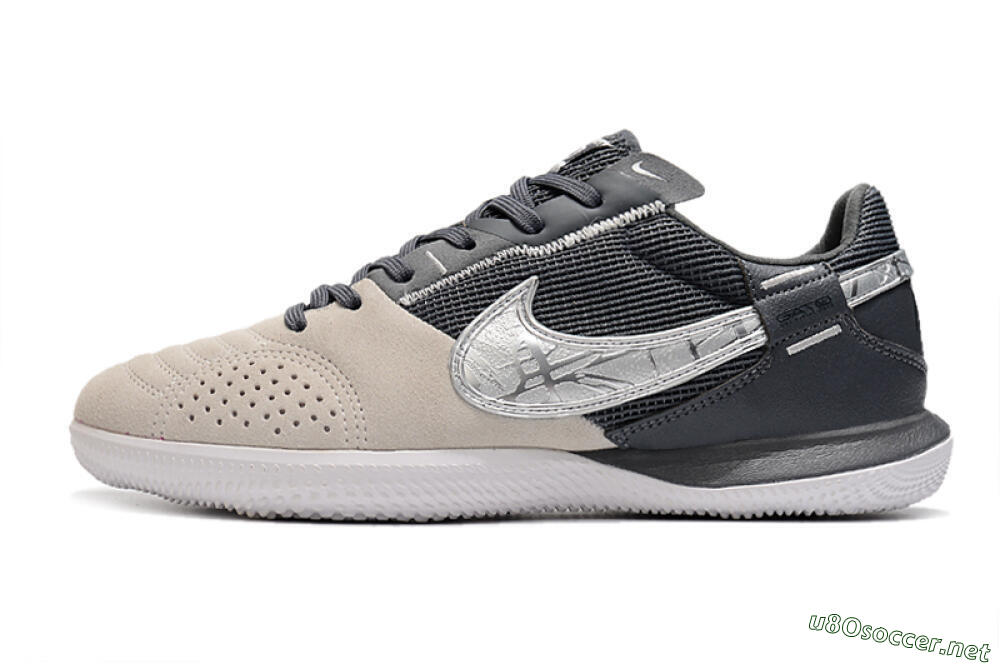 Men's Nike Street Gato IC Football Shoes - Beige/Silver/Black 0