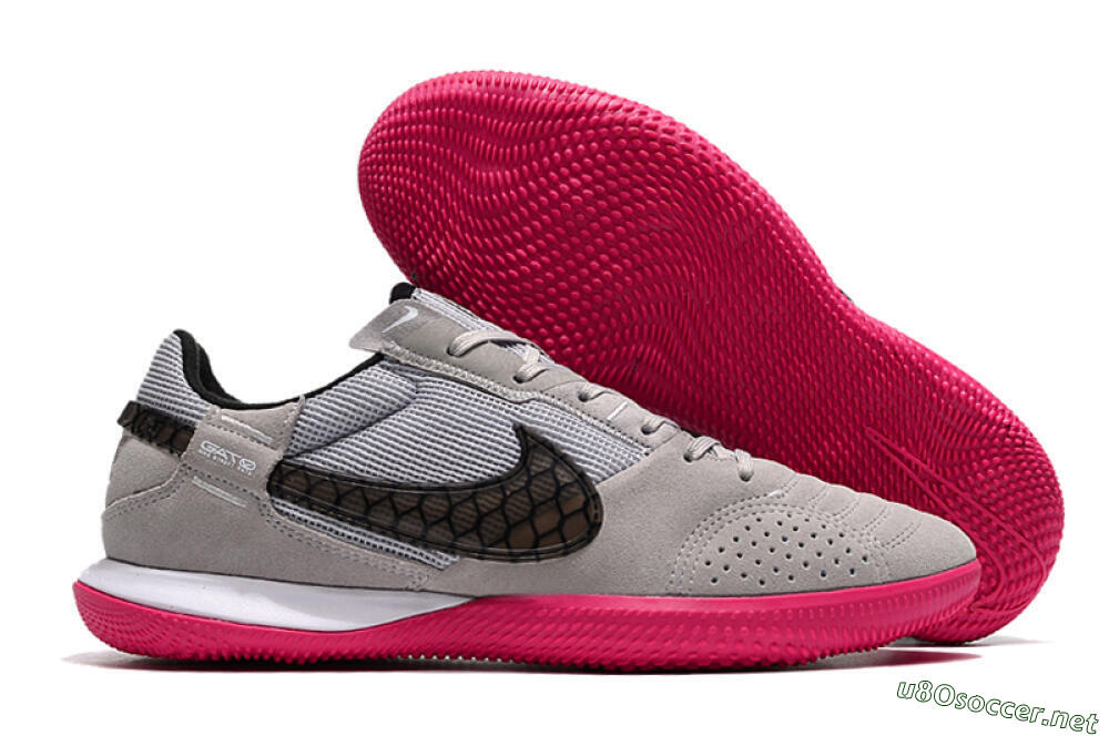 Men's Nike Street Gato IC Football Shoes - Grey/Black/Pink 2