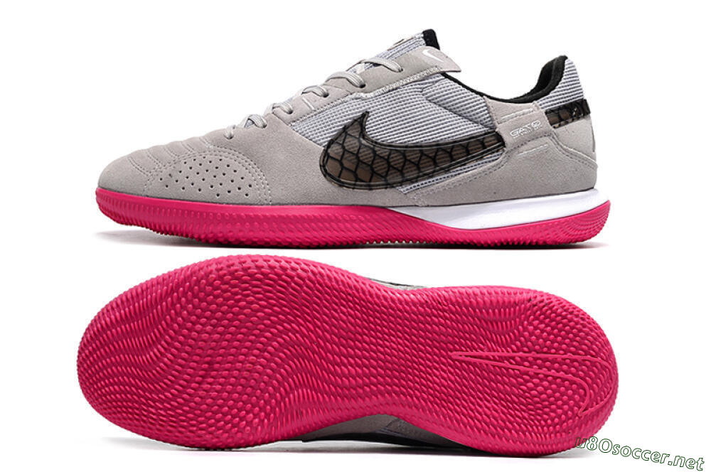 Men's Nike Street Gato IC Football Shoes - Grey/Black/Pink 1