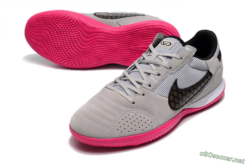 Men's Nike Street Gato IC Football Shoes - Grey/Black/Pink 3