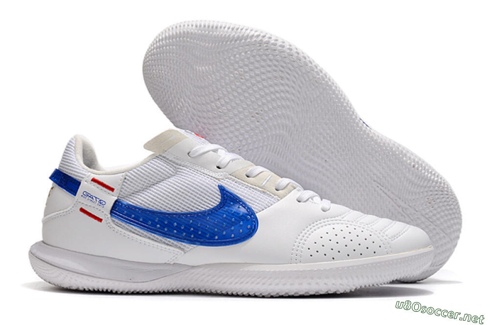 Men's Nike Street Gato IC Football Shoes - White/Red/Blue 2
