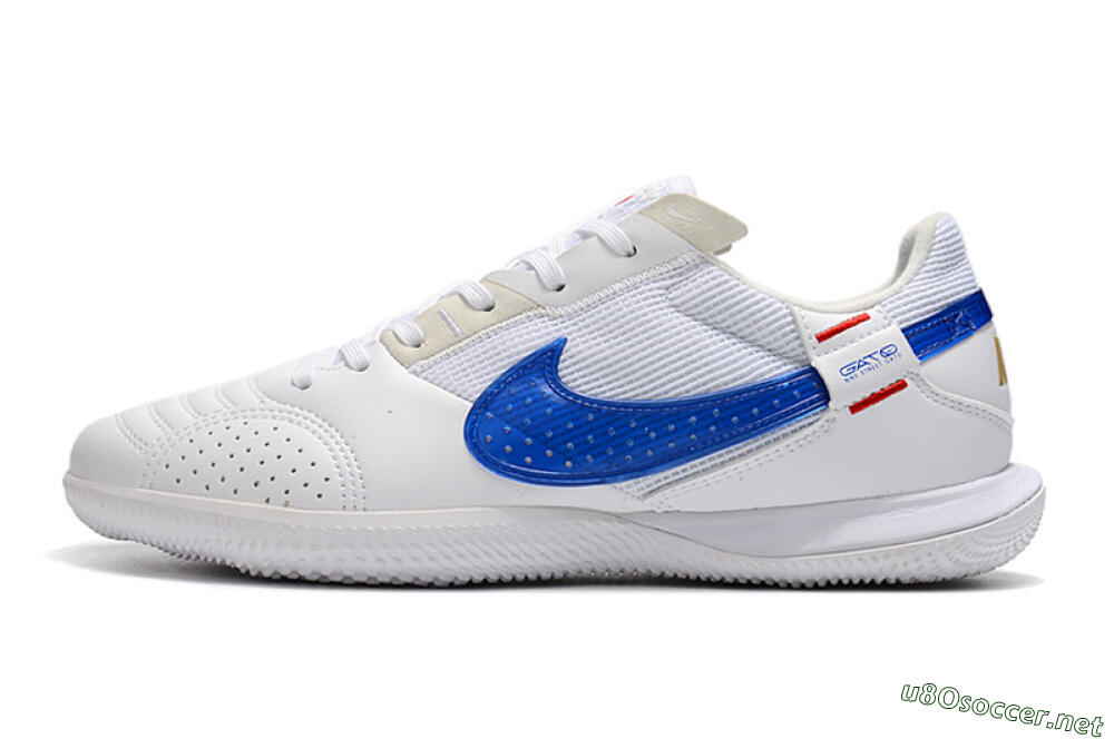 Men's Nike Street Gato IC Football Shoes - White/Red/Blue 0