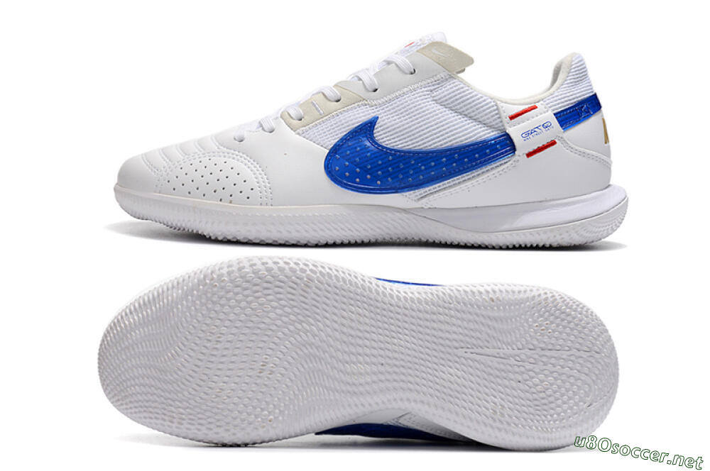 Men's Nike Street Gato IC Football Shoes - White/Red/Blue 1