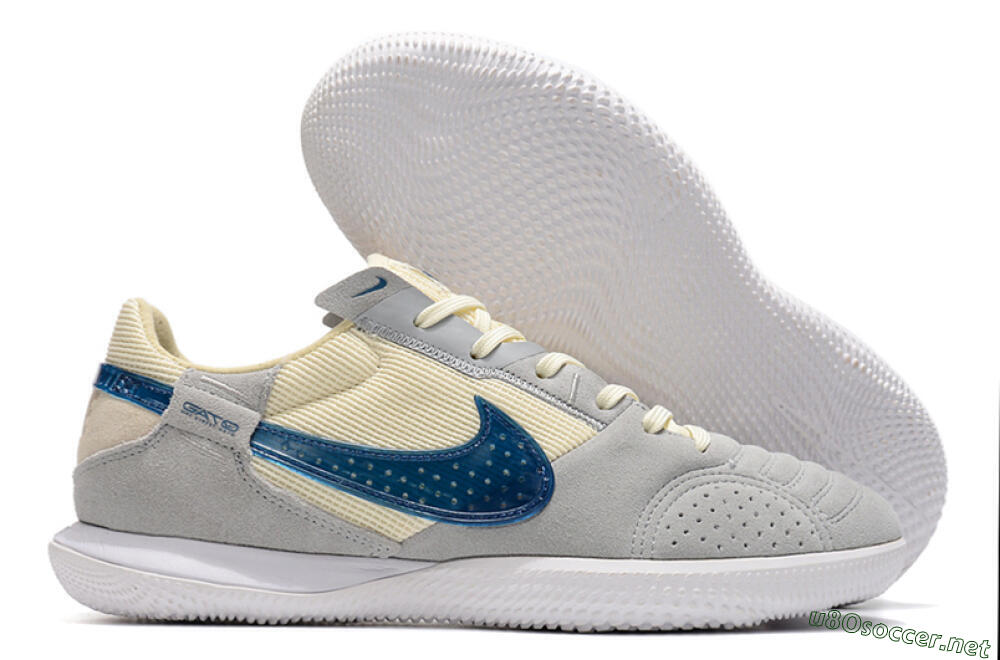 Men's Nike Street Gato IC Football Shoes - Grey/Beige/Blue 2