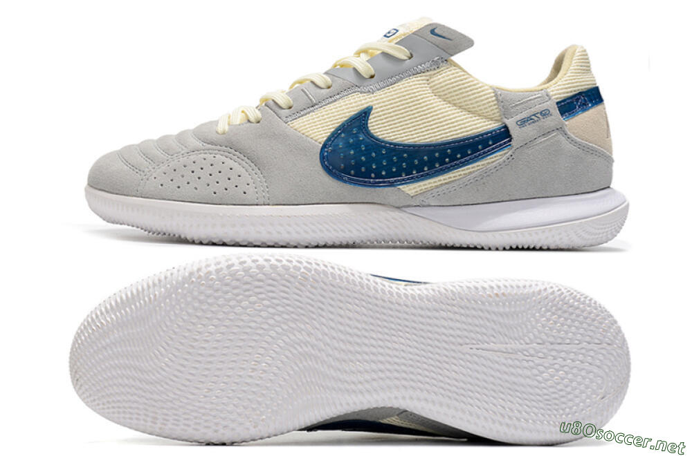 Men's Nike Street Gato IC Football Shoes - Grey/Beige/Blue 1