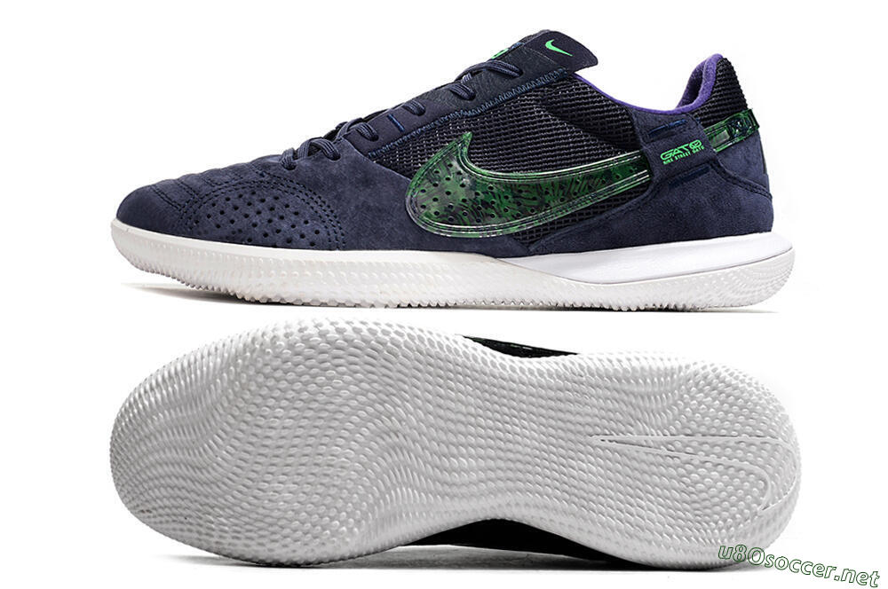 Men's Nike Street Gato IC Football Shoes - Purple/Green/White 1