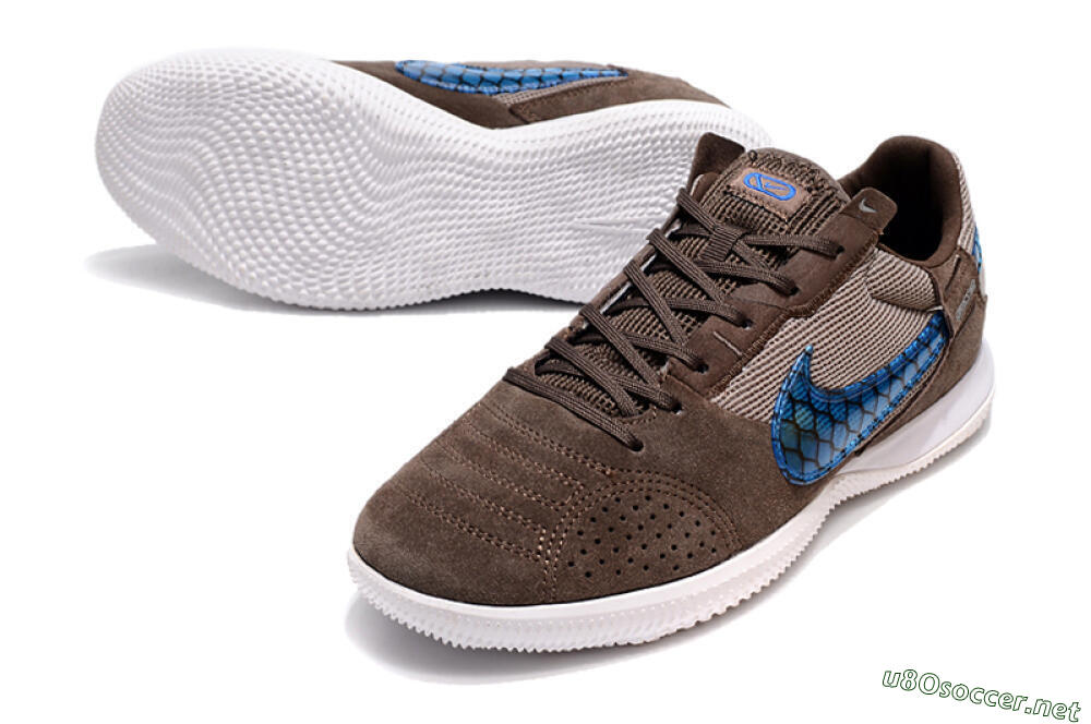 Men's Nike Street Gato IC Football Shoes - Brown/Blue/White 3