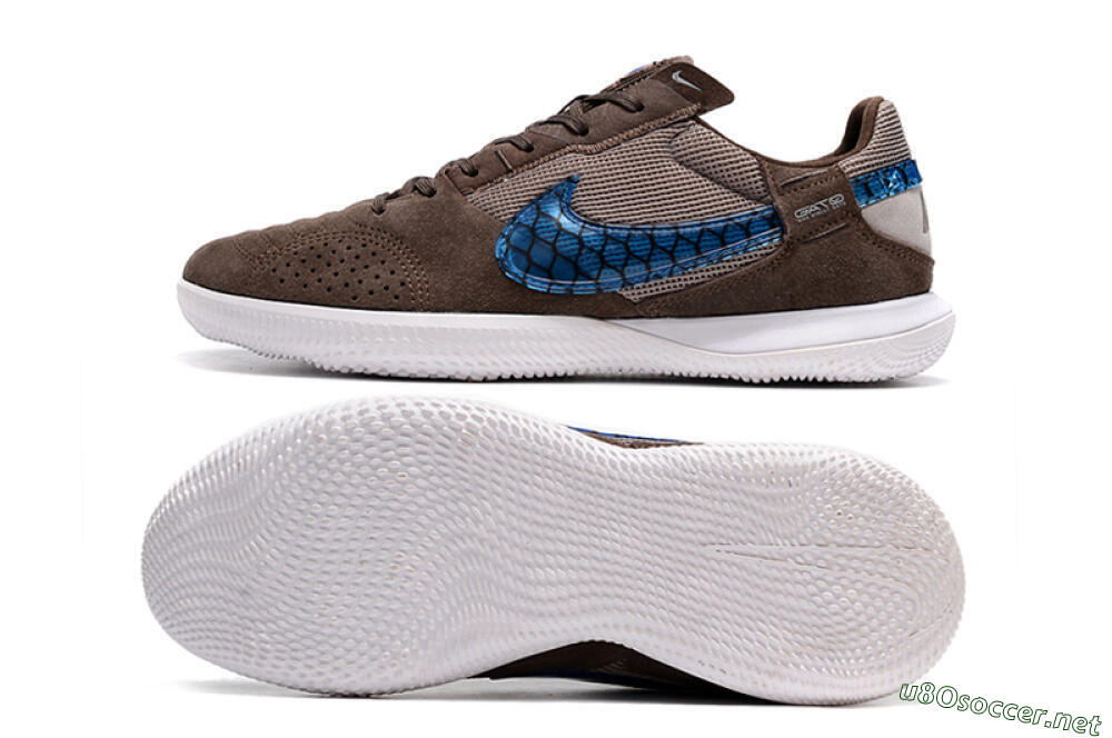 Men's Nike Street Gato IC Football Shoes - Brown/Blue/White 1