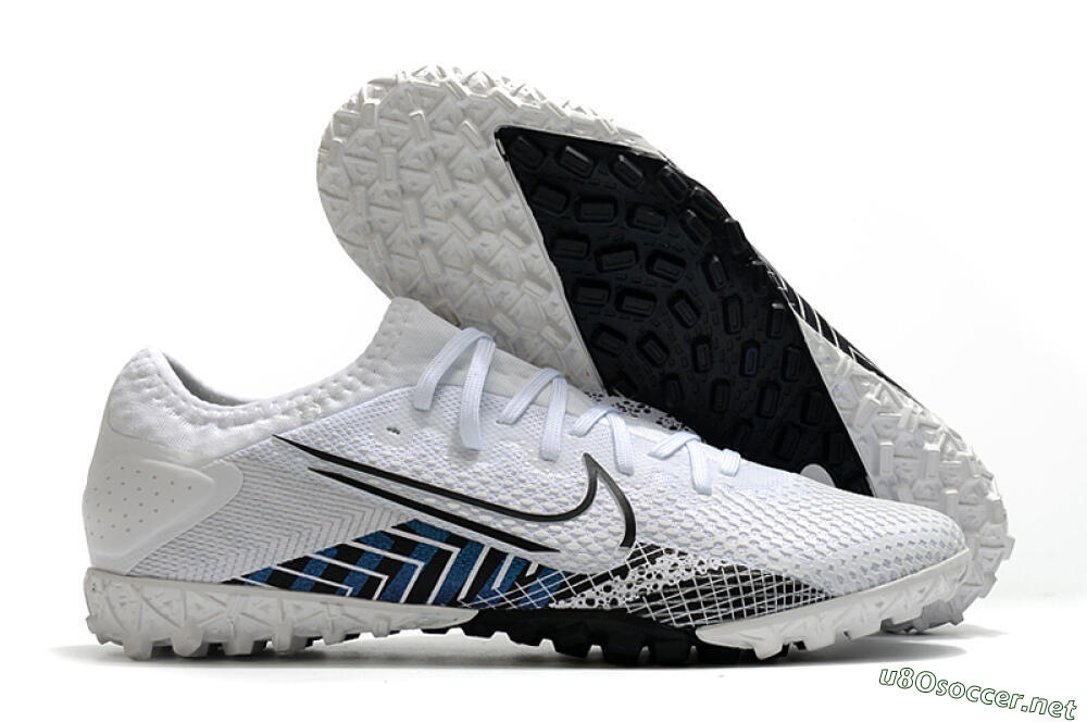 Men's Nike Mercurial Vapor 13 Pro TF Football Shoes - White/Black/Blue 2