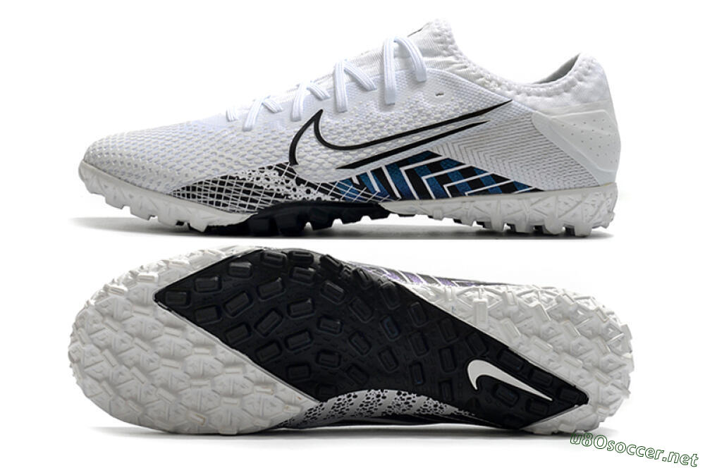 Men's Nike Mercurial Vapor 13 Pro TF Football Shoes - White/Black/Blue 1