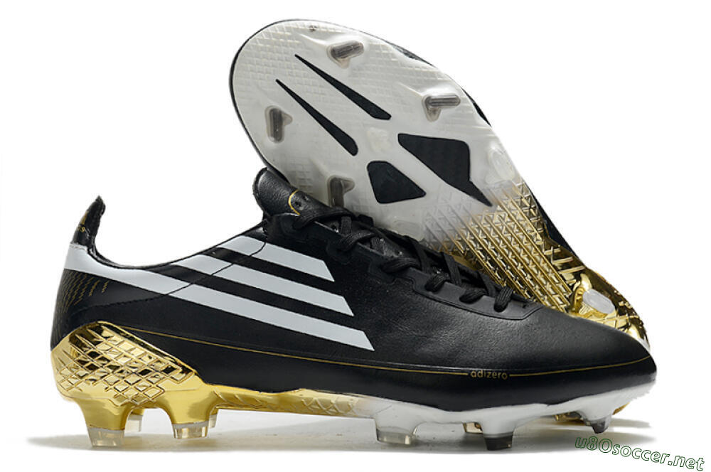 Men's Adidas F50 Adizero Ghosted FG Football Boots - Black/White/Gold 2