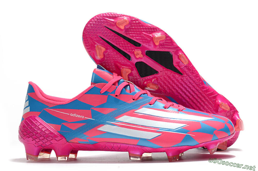 Men's Adidas F50 Adizero Ghosted FG Football Boots - Pink/White/Blue 2