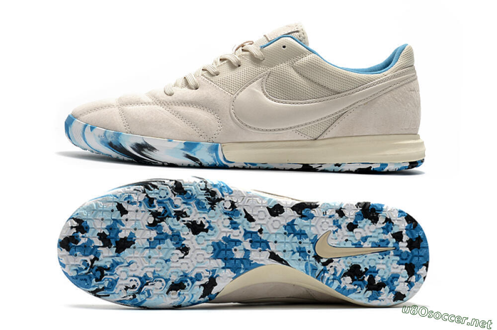 Men's Nike Premier 2 Sala IC Football Shoes - Beige/White/Blue 1