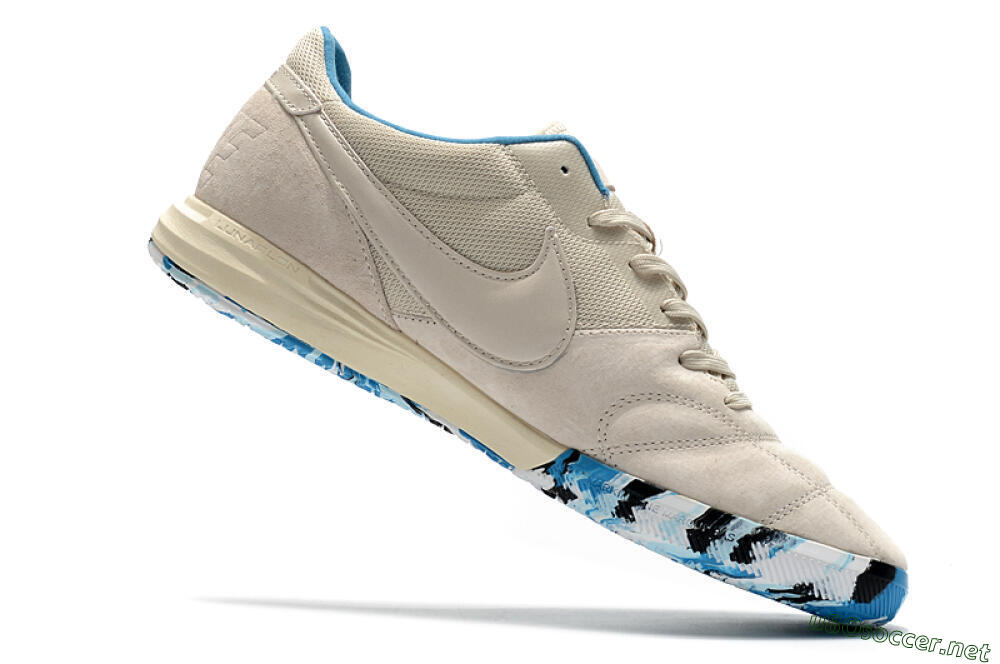 Men's Nike Premier 2 Sala IC Football Shoes - Beige/White/Blue 4