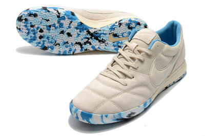 Men's Nike Premier 2 Sala IC Football Shoes - Beige/White/Blue
