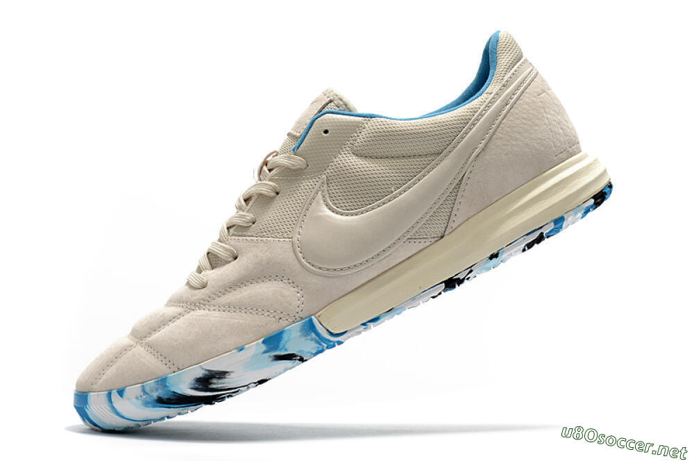 Men's Nike Premier 2 Sala IC Football Shoes - Beige/White/Blue 5