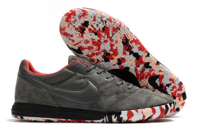 Men's Nike Premier 2 Sala IC Football Shoes - Grey/White/Red