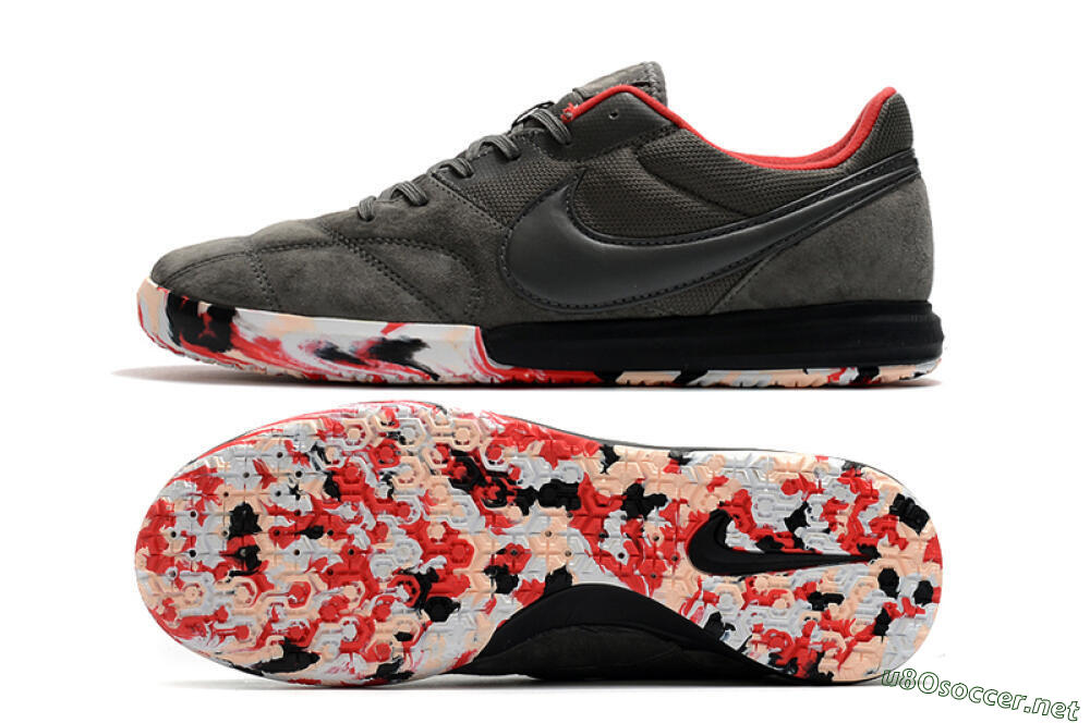 Men's Nike Premier 2 Sala IC Football Shoes - Grey/White/Red 1