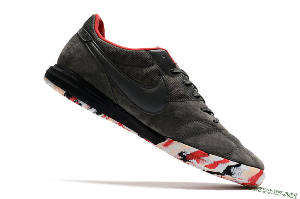 Men's Nike Premier 2 Sala IC Football Shoes - Grey/White/Red 4