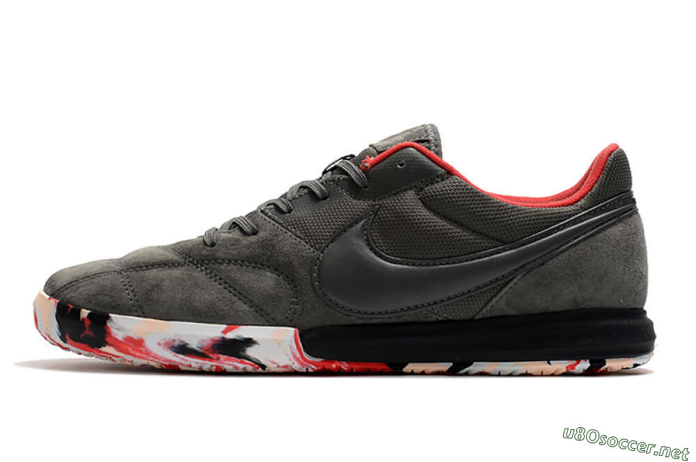 Men's Nike Premier 2 Sala IC Football Shoes - Grey/White/Red 0