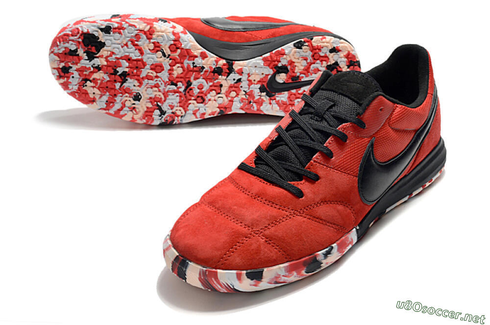 Men's Nike Premier 2 Sala IC Football Shoes - Red/Black/White 3