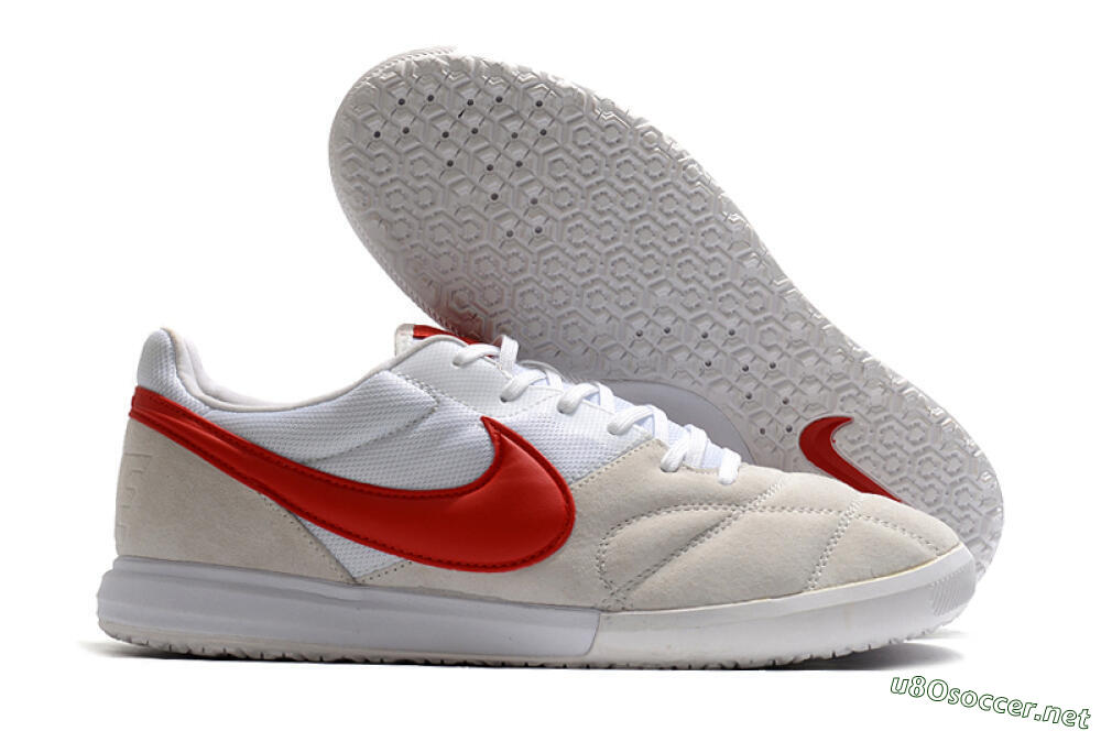 Men's Nike Premier 2 Sala IC Football Shoes - Grey/White/Red 2