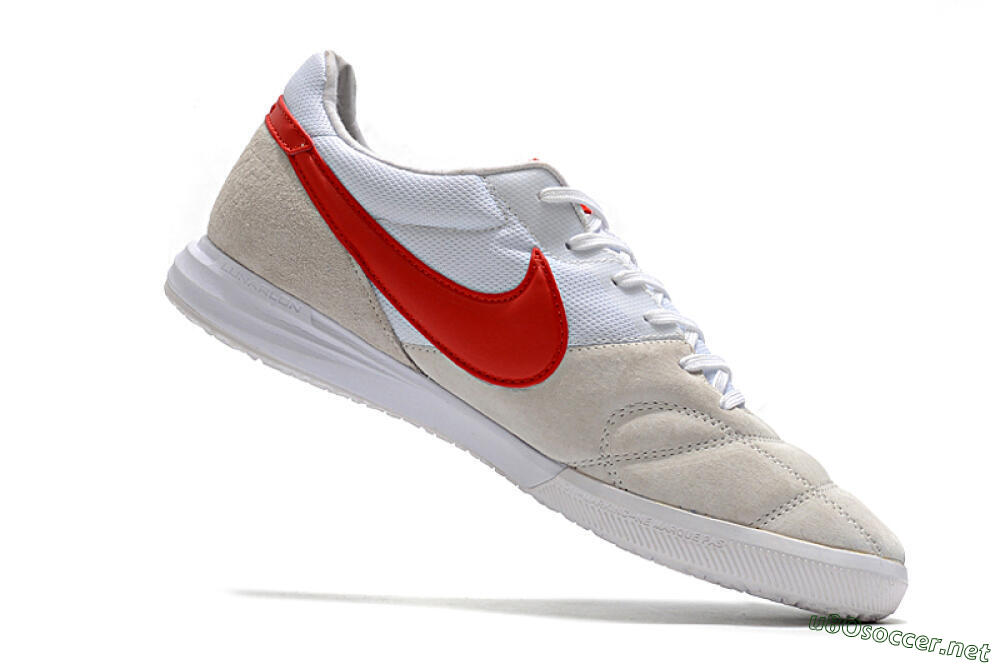 Men's Nike Premier 2 Sala IC Football Shoes - Grey/White/Red 4