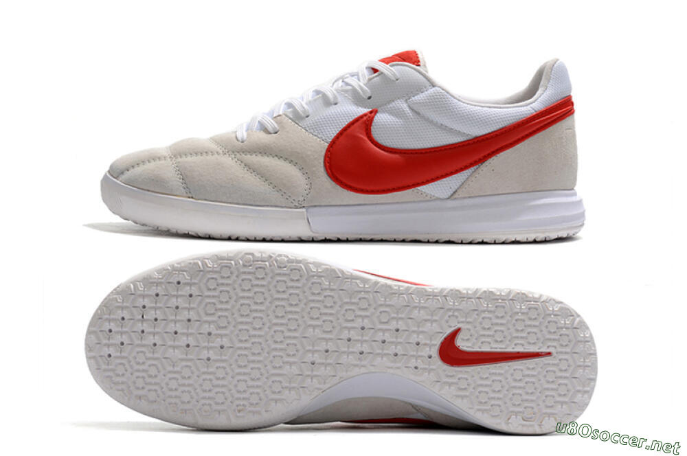 Men's Nike Premier 2 Sala IC Football Shoes - Grey/White/Red 1