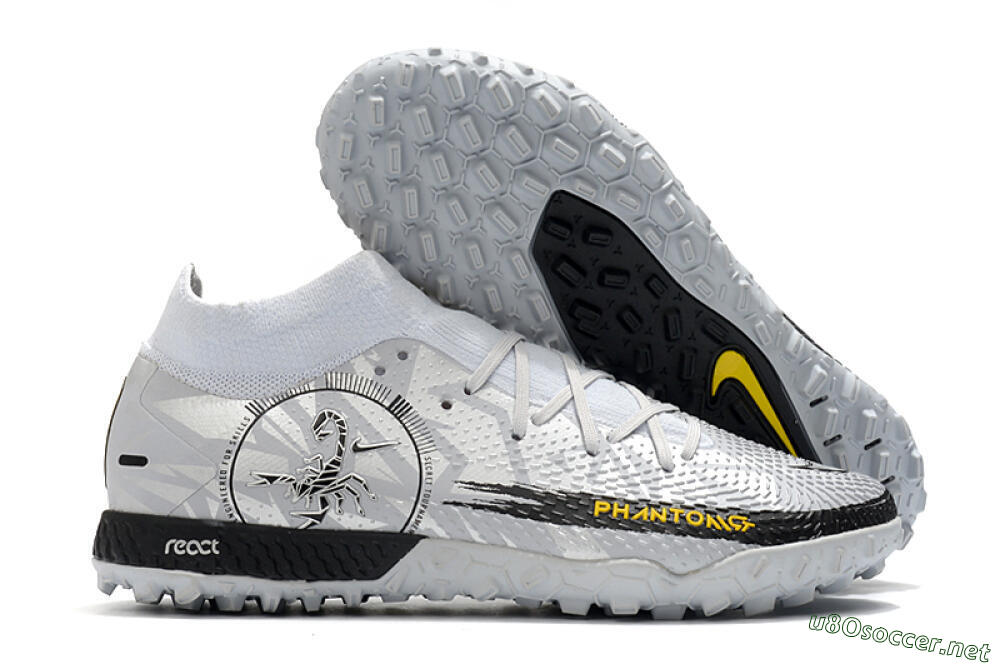 Men's Nike Phantom GT Pro TF Football Shoes - Silver/Black/Yellow 2
