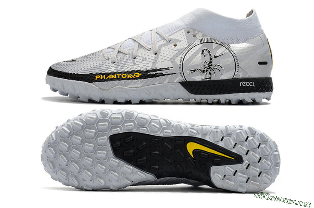 Men's Nike Phantom GT Pro TF Football Shoes - Silver/Black/Yellow 1