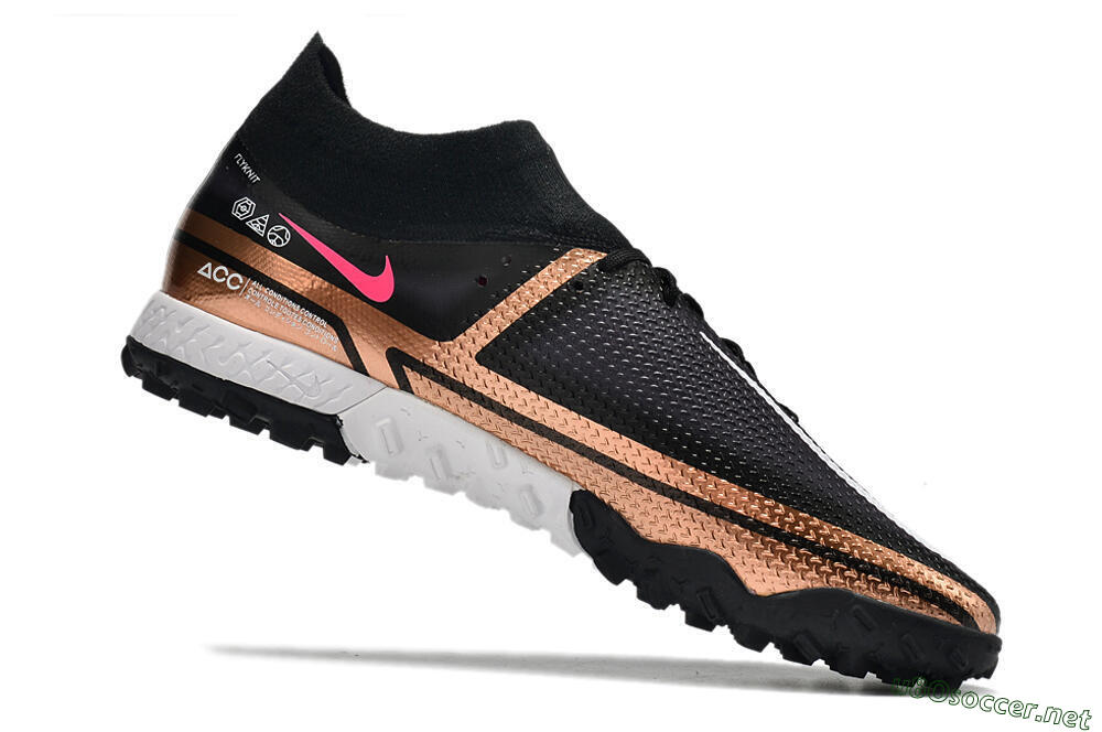 Men's Nike Phantom GT Pro TF Football Shoes - Gold/Black/White 4