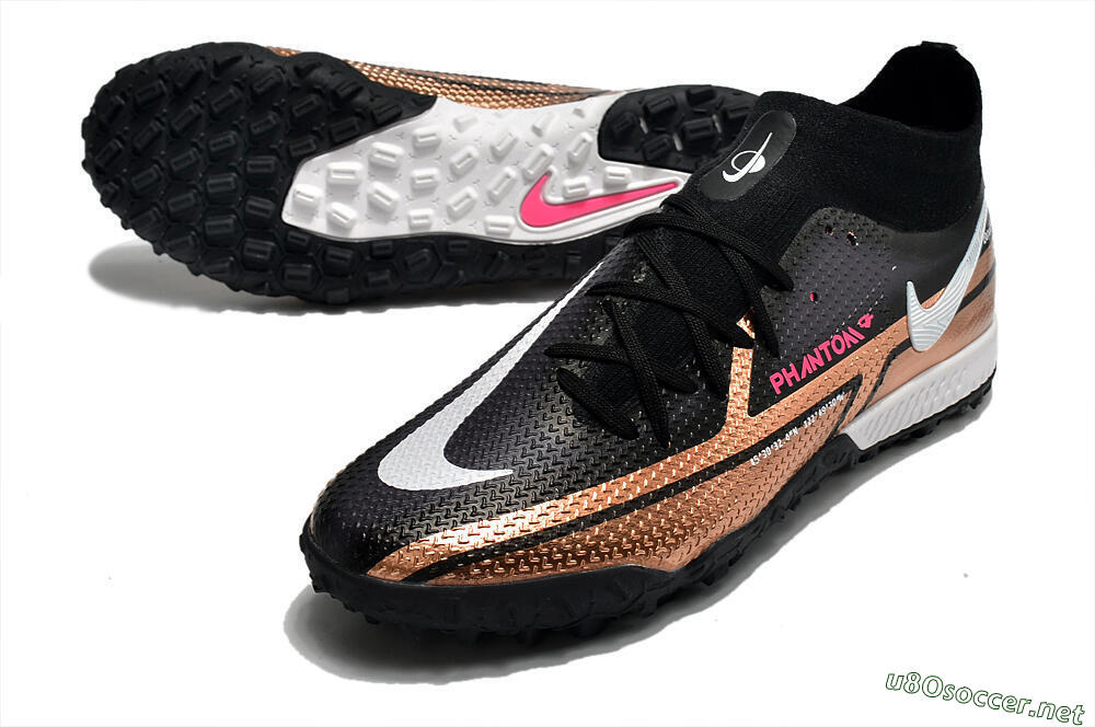 Men's Nike Phantom GT Pro TF Football Shoes - Gold/Black/White 3